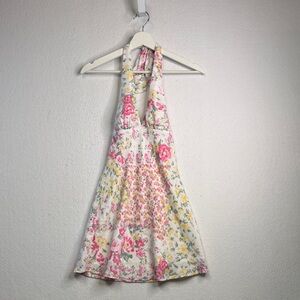 Hollister Floral Open-Back Crepe Halter Mini Dress in XXS